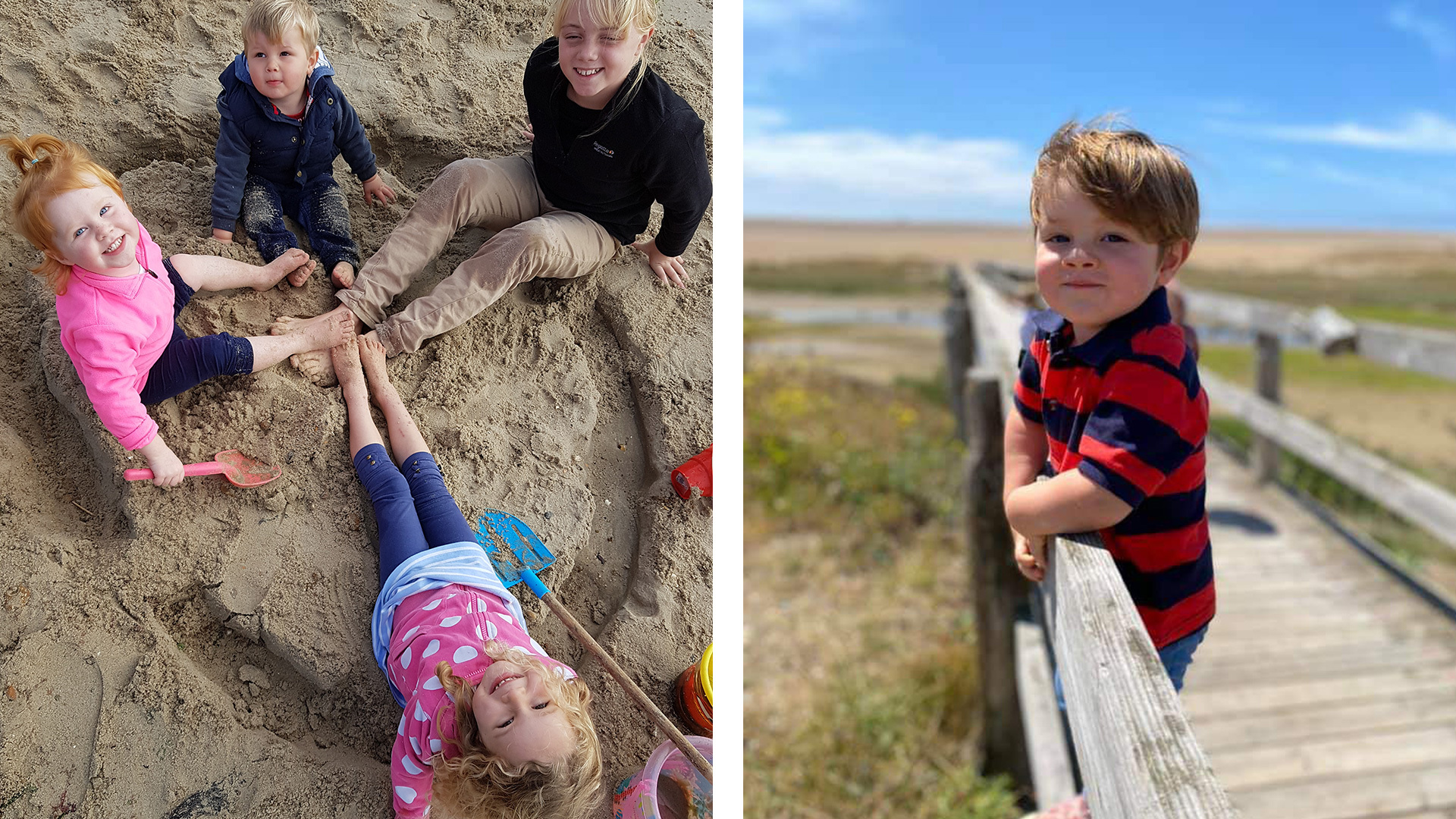 The grandchildren enjoying time with Nan at the beach.