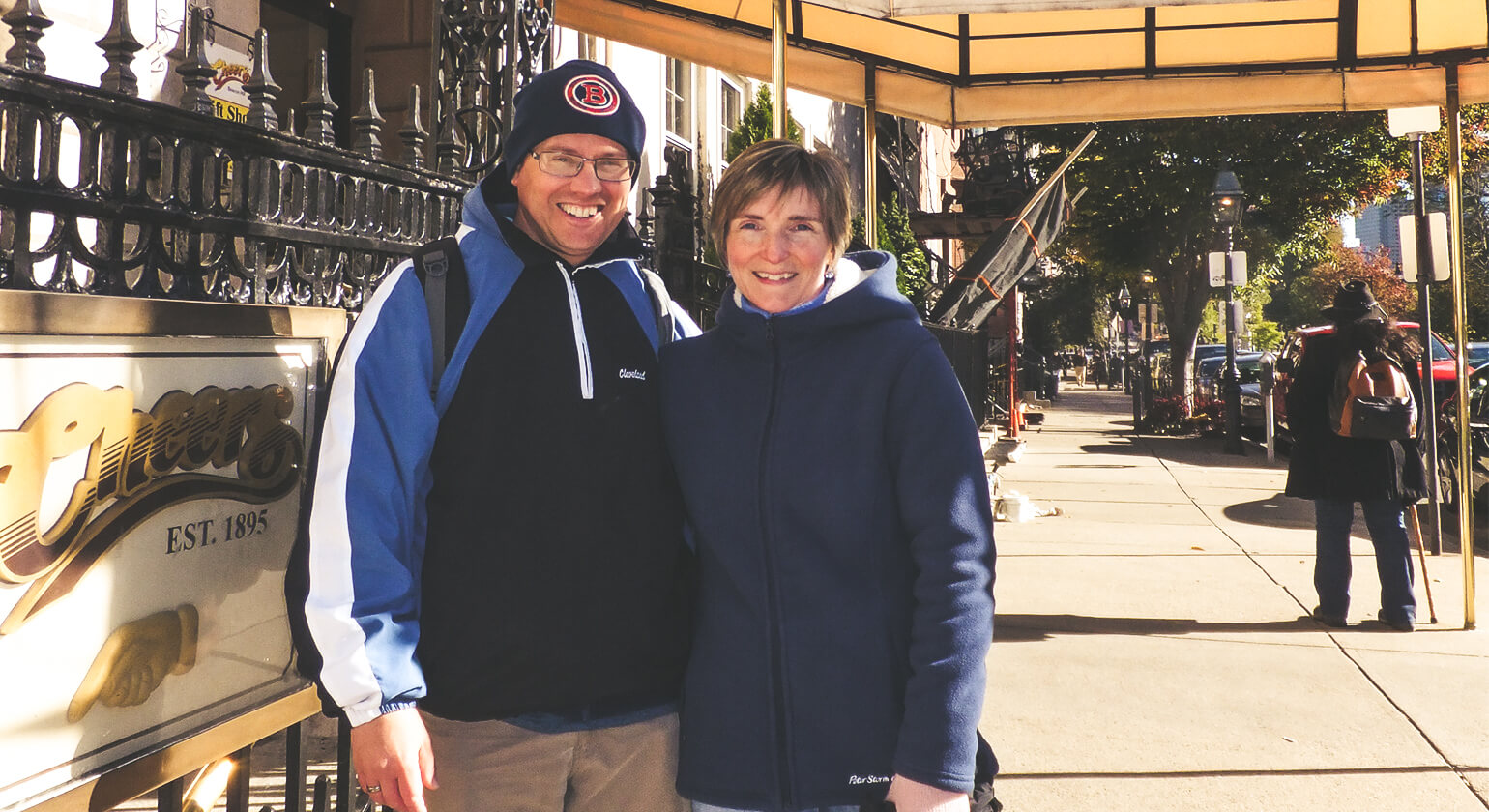 Marina and I at Cheers Bar in Boston - 2017