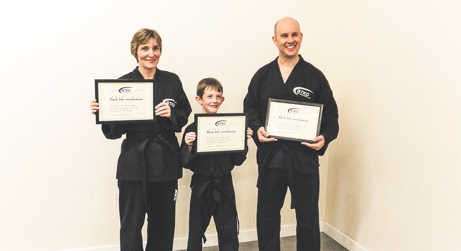 Miles, Marina and me. Tae Kwon Do, black belts - 2013